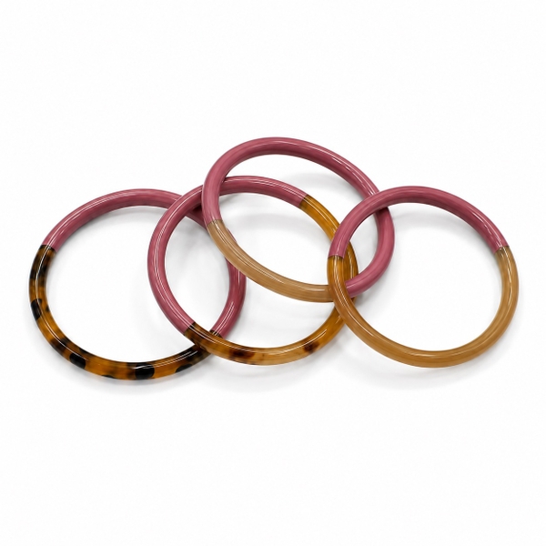 AZIET -  Buffalo Horn & Lacquer Set Bracelet in Dusty Rose