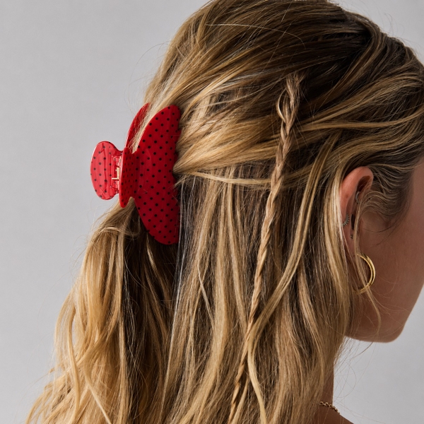 HAIR ACCESSORY - Heirloom Hair Claw in Red With Black Polka Dot