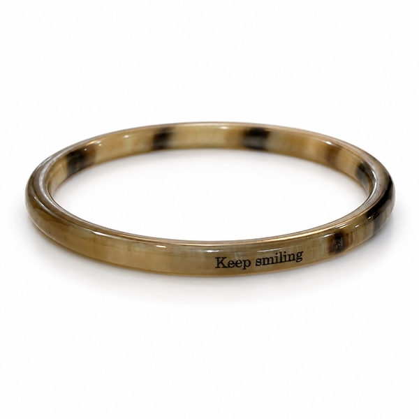 AZIET -  Buffalo Horn Quote Bangle ‘Keep Smiling’