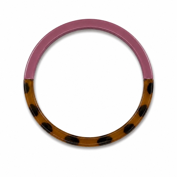 AZIET - Buffalo Horn & Lacquer Slim Bracelet in Mauve & Leopard