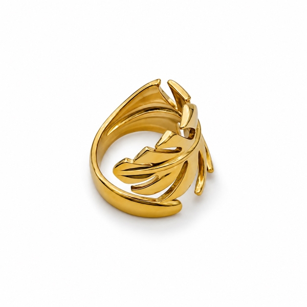 ROUGE - 18K Gold Plated Monstera Leaf Ring