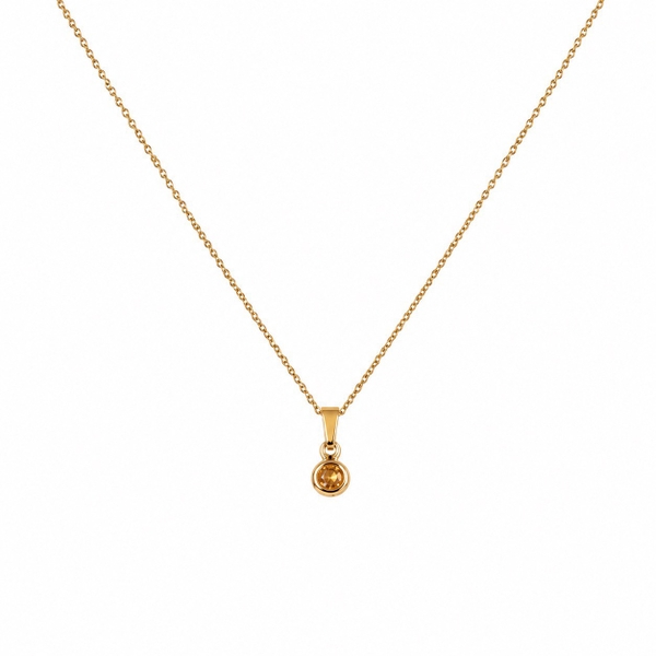 ROUGE - 18K Gold Plated Necklace With Amber Stone Pendant