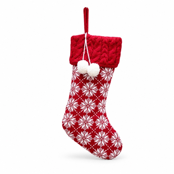 CHRISTMAS - Large Wool Stocking in Snowflake