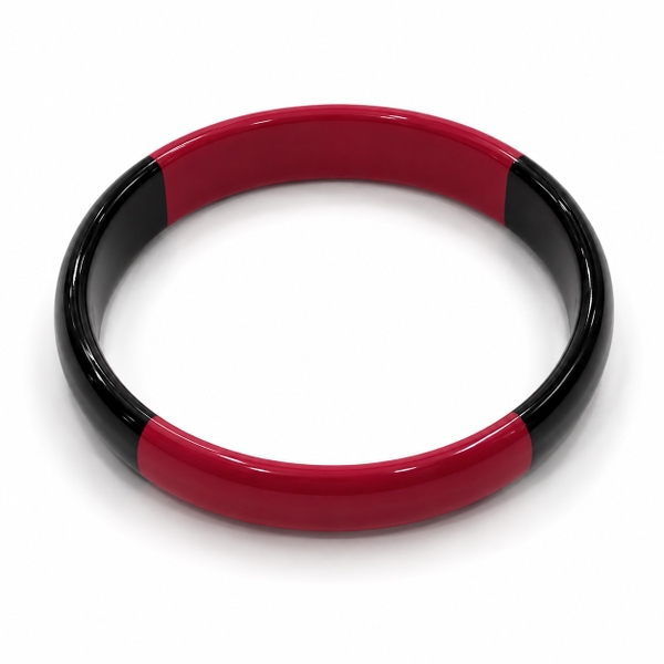 AZIET -  Buffalo Horn & Lacquer Medium Flat Bracelet in Berry Red