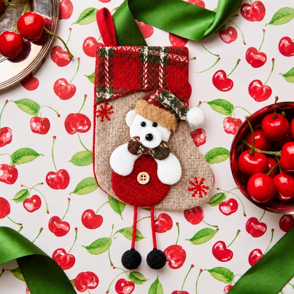CHRISTMAS - Small Wool Stocking in White Bear