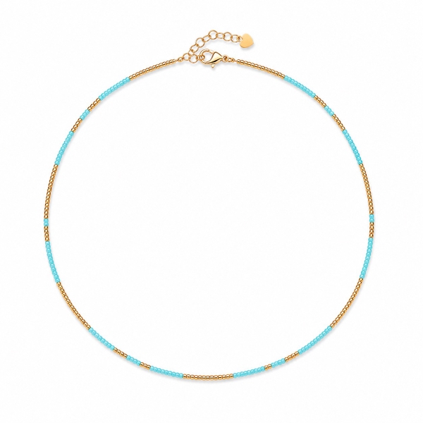 HUMANITY HANOI -  Turquoise & 24K Gold Plated Bead Necklace