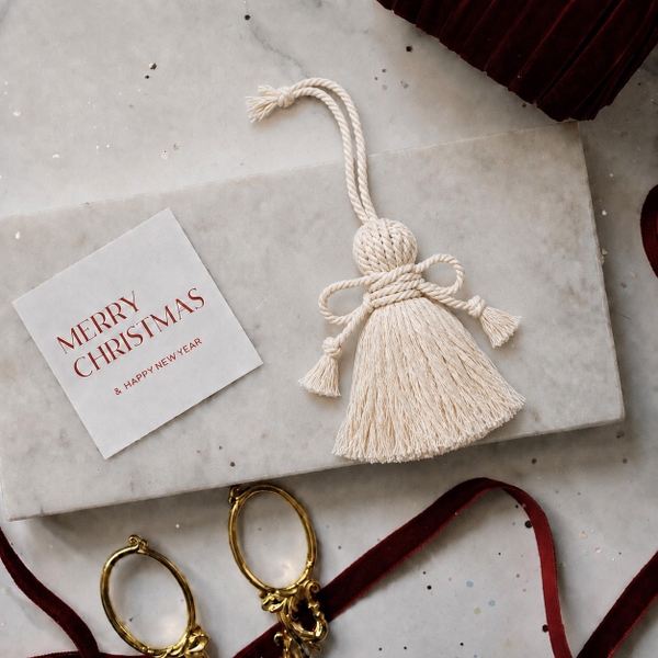 Macrame CHRISTMAS Ornament - Tassel in White
