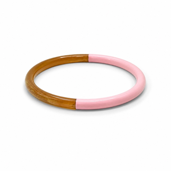 AZIET -  Buffalo Horn & Lacquer Round Bracelet in Light Pink