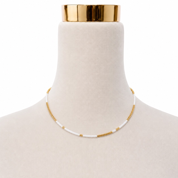 HUMANITY HANOI -  White & 24K Gold Plated Bead Necklace