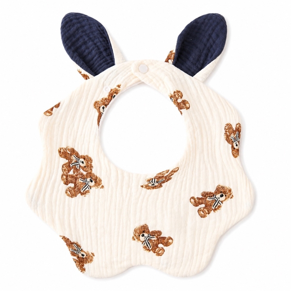 KID & BABY - Muslin Bunny Bib in Teddy Bear
