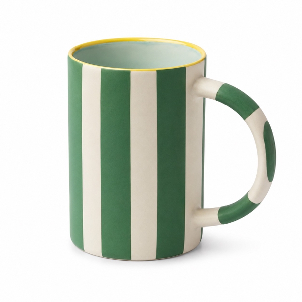 BÁT TRÀNG CERAMIC - Striped Mug in Green