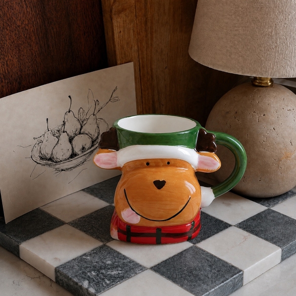 CHRISTMAS - Ceramic Short Mug in Reindeer
