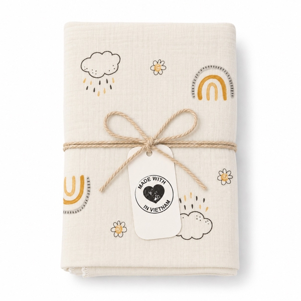 Muslin Blanket For Babies - Rainy Rainbow