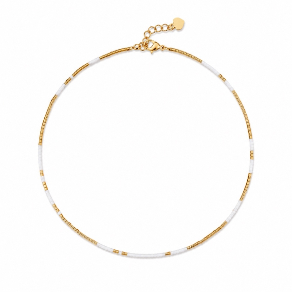 HUMANITY HANOI -  White & 24K Gold Plated Bead Necklace