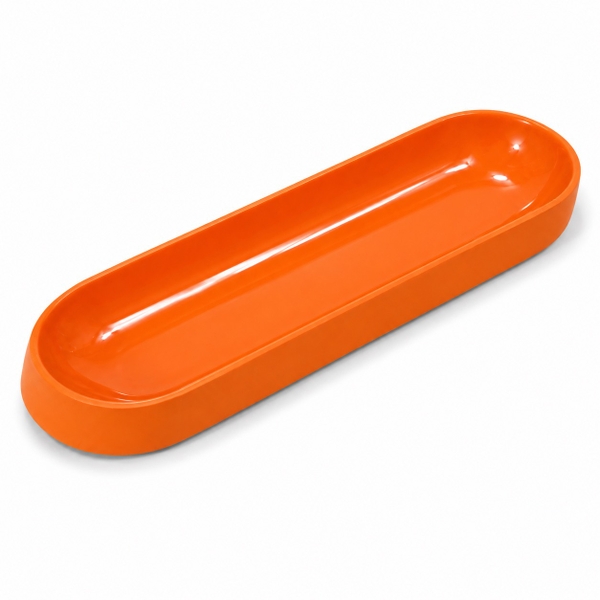 BAT TRANG -  Ceramic Thick Oval Tray In Orange