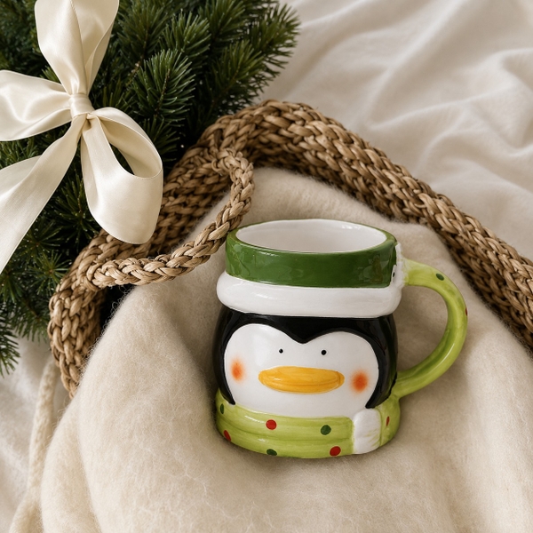 CHRISTMAS - Ceramic Short Mug in Penguin