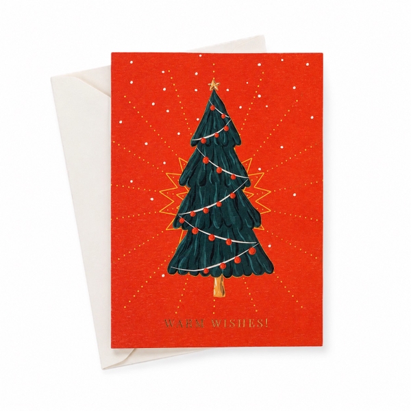 WHITE RABBIT LETTER PRESS - 'Warm Wishes' Christmas Card