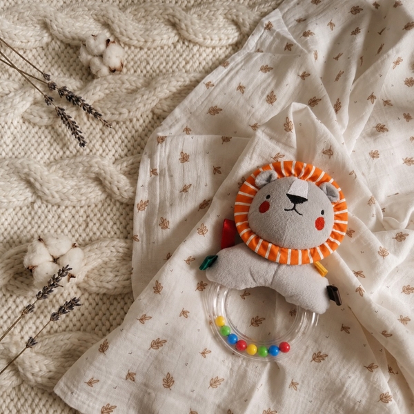 KID & BABY - Cotton Rattle With Colorful Ball in Lion