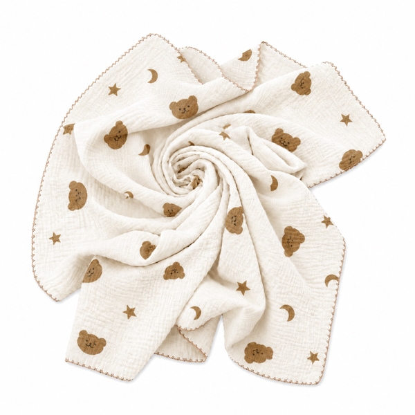 Muslin Blanket For Babies - Star & Moon Bear