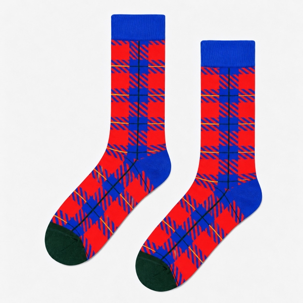 CHRISTMAS - 'Red & Navy Tartan' Holiday Crew Socks