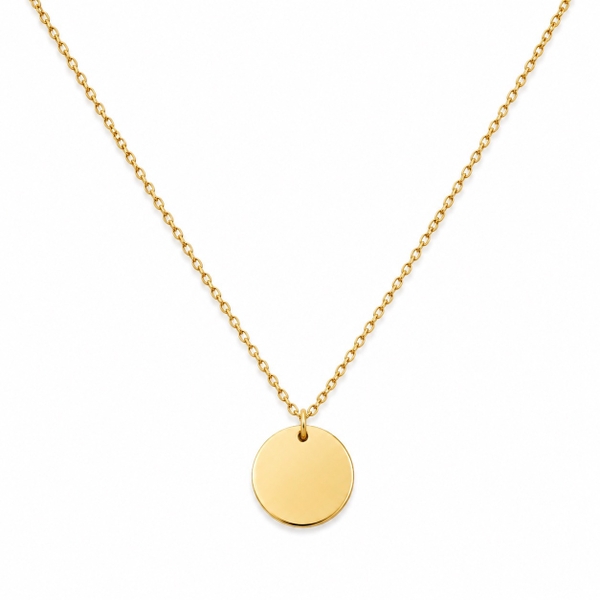ROUGE - 18K Gold Plated Necklace With Flat Circle Pendant