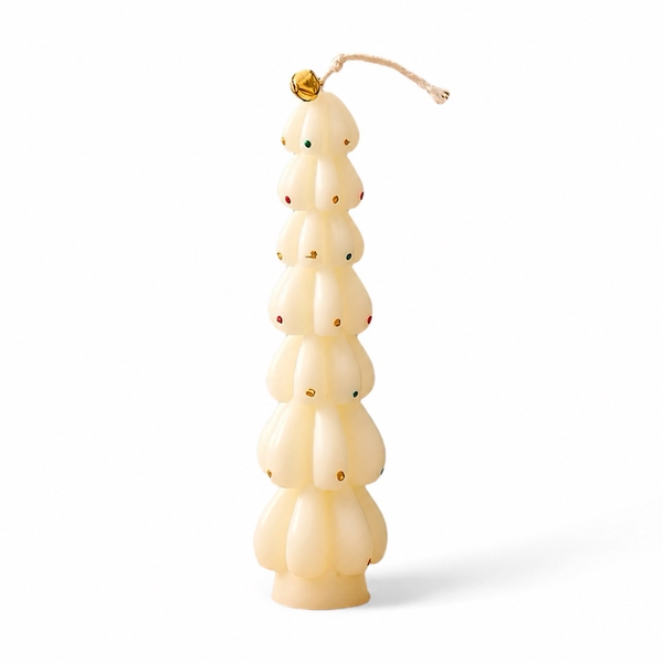 CHRISTMAS Candle - CHRISTMAS Tree With Baubles in White