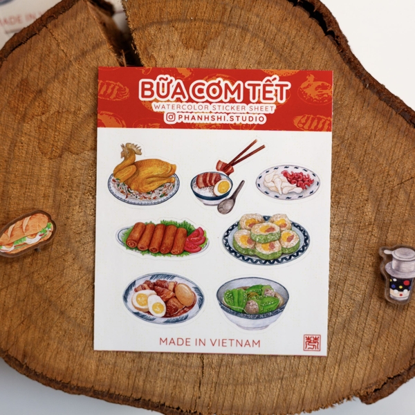 PHANHSHI STUDIO - ‘Bữa Cơm Tết / Tet Meal’ Mini Watercolor Sticker Sheet