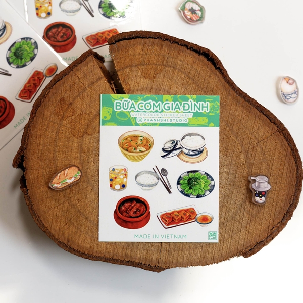 PHANHSHI STUDIO - ‘Bữa Cơm Gia Đình / Family Meal’ Mini Watercolor Sticker Sheet