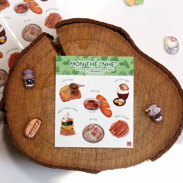 PHANHSHI STUDIO - ‘Món Thể Nhẹ / Vietnamese Dry Snack’ Mini Watercolor Stickers Sheet