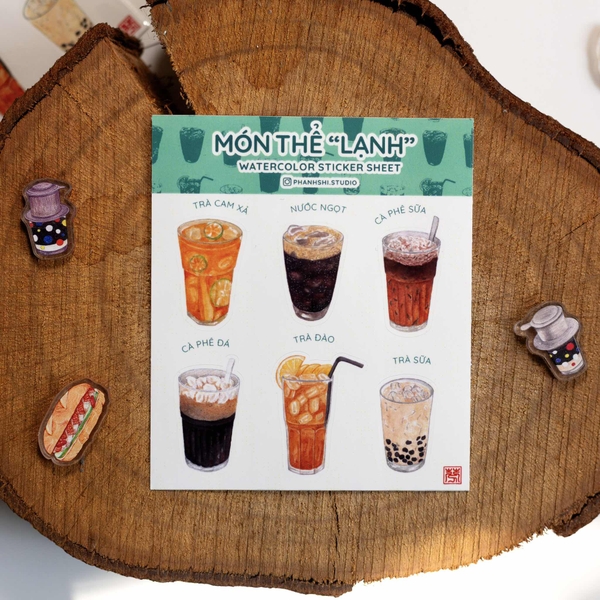 PHANHSHI STUDIO - ‘Món Thể Lạnh / Vietnamese Drink’ Mini Watercolor Sticker Sheet