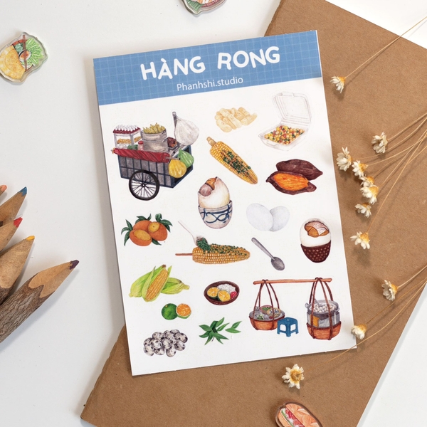 PHANHSHI STUDIO - ‘Hàng Rong / Street Vendor’ Sticker Sheet in Blue