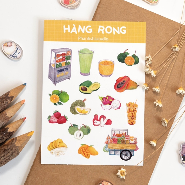 PHANHSHI STUDIO - ‘Hàng Rong / Street Vendor’ Sticker Sheet in Yellow