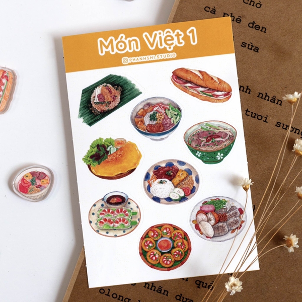 PHANHSHI STUDIO - ‘Món Việt 1 / Vietnamese Food 1' Watercolor Sticker Sheet