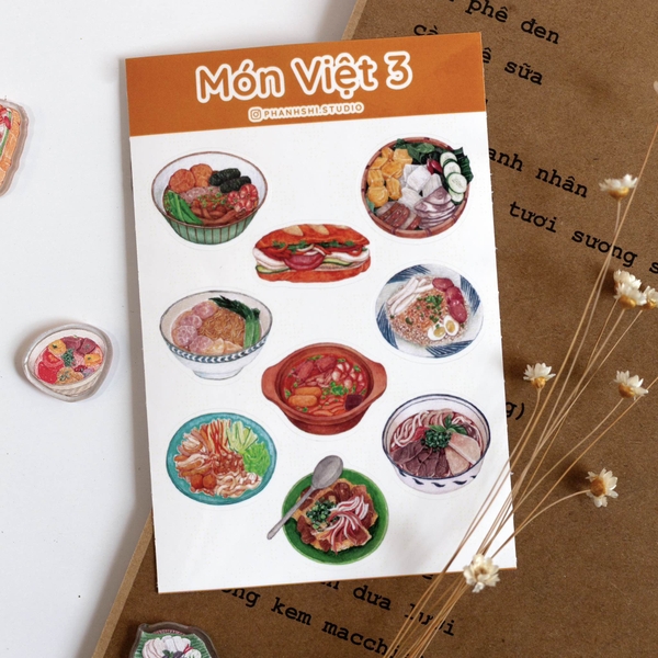 PHANHSHI STUDIO - ‘Món Việt 3 / Vietnamese Food 3' Watercolor Sticker Sheet