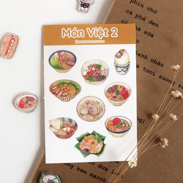 PHANHSHI STUDIO - ‘Món Việt 2 / Vietnamese Food 2' Watercolor Sticker Sheet