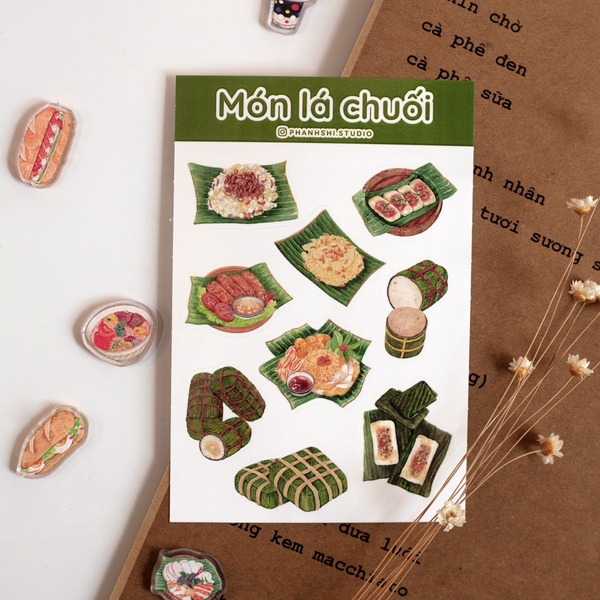 PHANHSHI STUDIO - ‘Món Lá Chuối /Banana Leaf Dishes' Watercolor Sticker Sheet