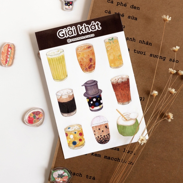 PHANHSHI STUDIO - ‘Giải Khát - Drinks' Watercolor Sticker Sheet
