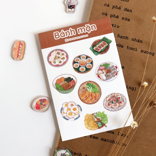 PHANHSHI STUDIO - ‘Bánh Mặn / Savory Cake' Watercolor Sticker Sheet