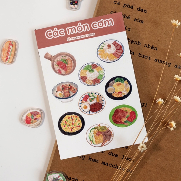 PHANHSHI STUDIO - ‘Các Món Cơm - Rice Dishes' Watercolor Sticker Sheet