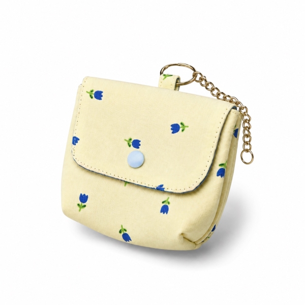 RUNG HANDMADE - 'Blue Tulip' Wallet Keychain With Flap