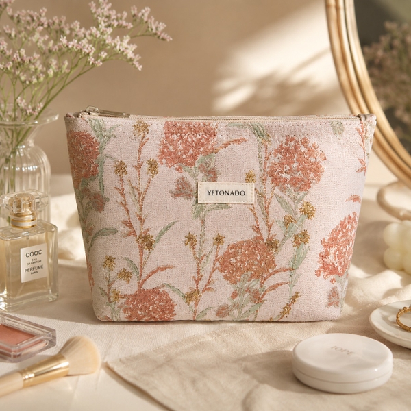 Make Up Purse - Pink Glitter Flower