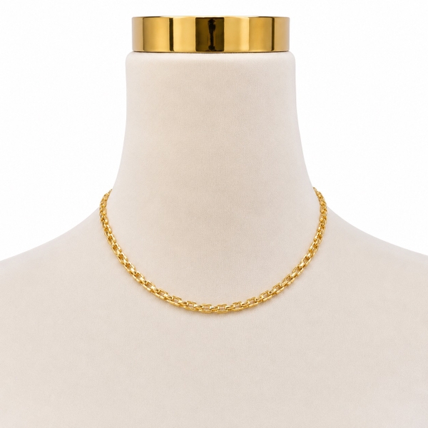 ROUGE - 18K Gold Plated Rectangular Chain Necklace