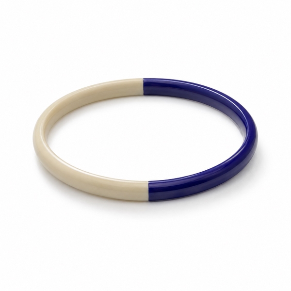 AZIET -  Buffalo Horn & Lacquer Small Flat Bracelet in Navy