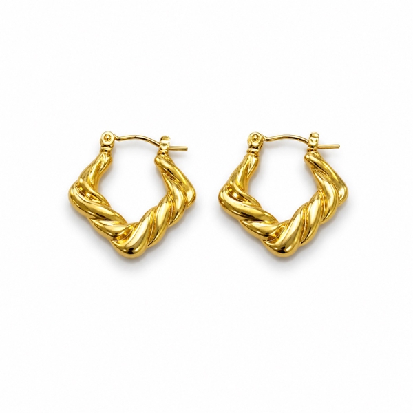 MIALIE - 18K Gold Plated Twisted Square Earrings