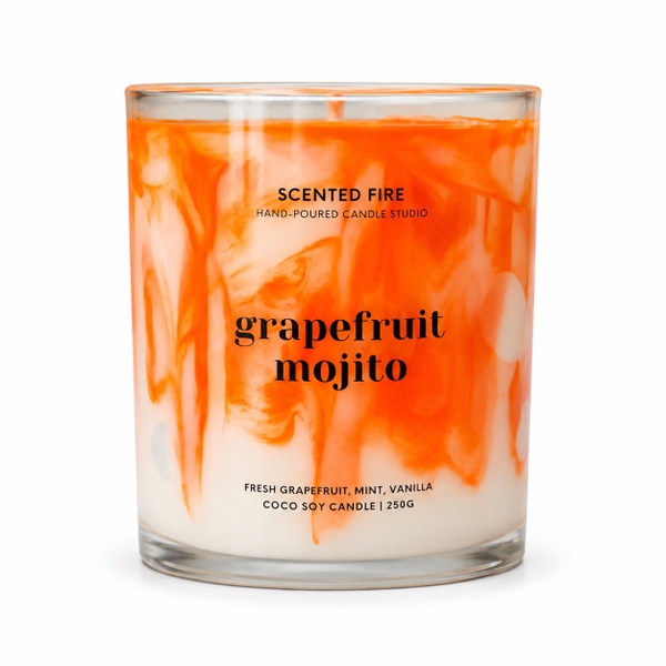 SCENTED FIRE - ‘Marble Grapefruit Mojito’ Glass Jar Scented Candle