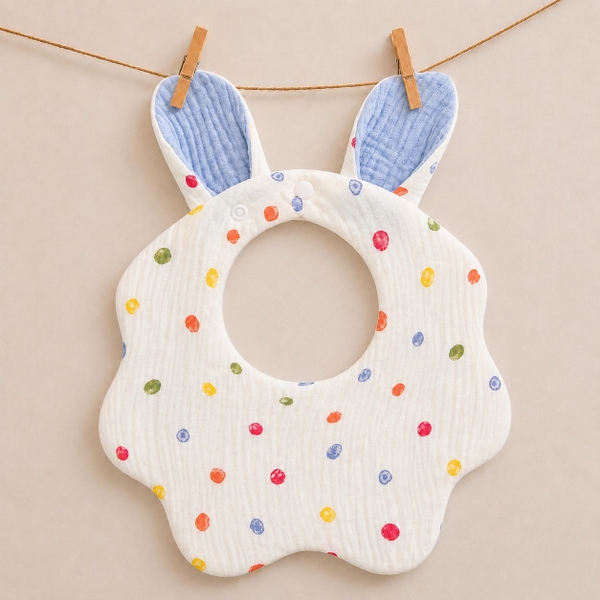 KID & BABY - Muslin Bunny Bib in Colorful Dot