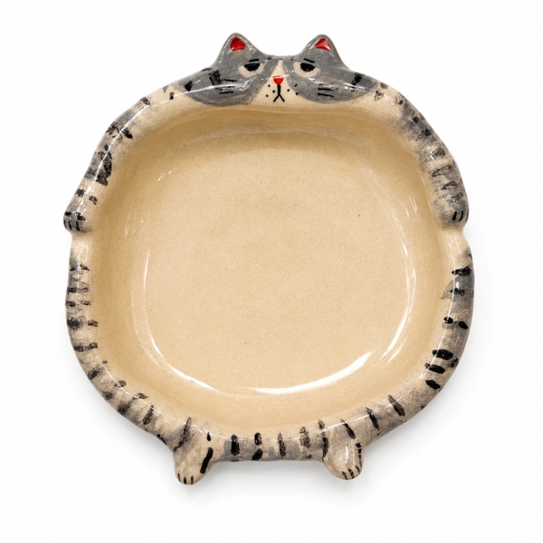 LINDO CRAFTS - Grey Tabby Cat Ceramic Plate