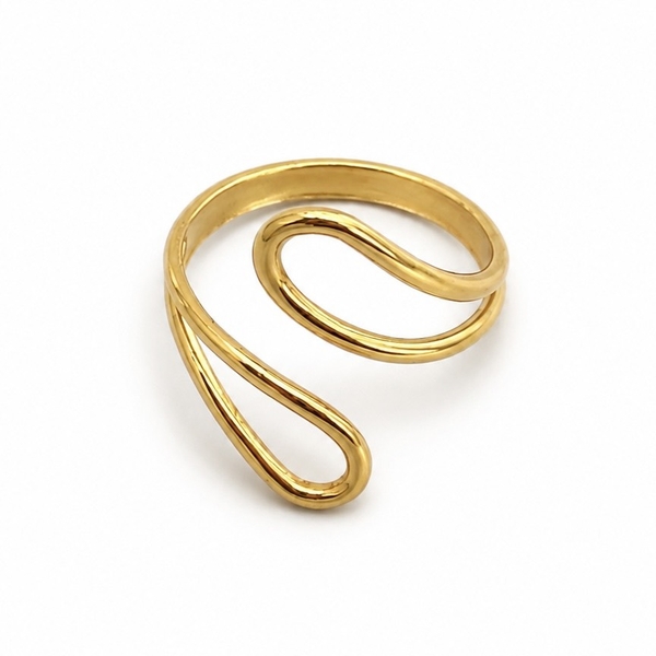 MIALIE - 18K Gold Plated Double Teardrop Open Ring