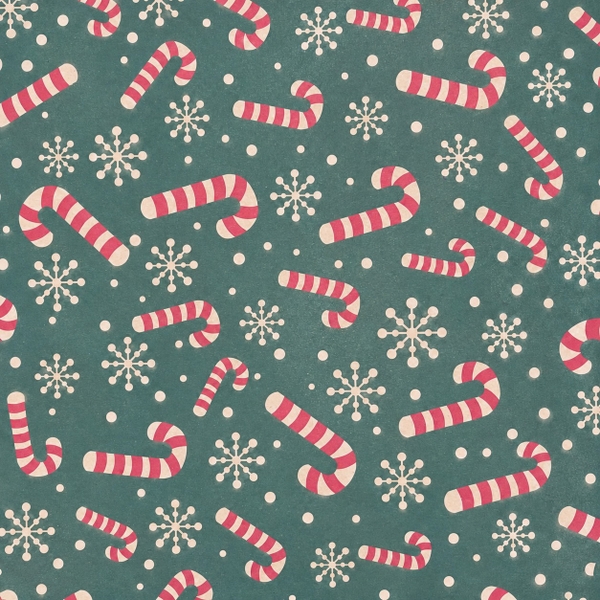 TIỆM CÁ TRỨNG - 'Candy Cane Snowfall' Christmas Wrapping Paper