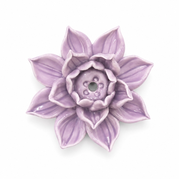 BÁT TRÀNG CERAMIC - Lotus Incense Holder in Lilac